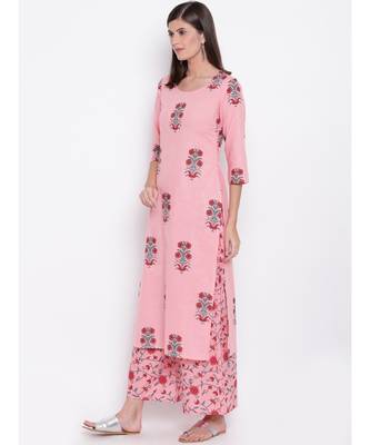 Pink block kurta set 4