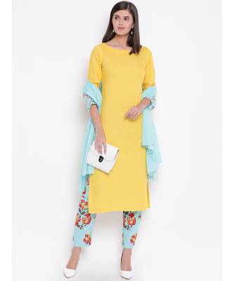 yellow cotton kurta set 1