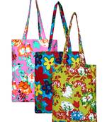 Eco-Friendly Multicolour Printed Canvas Shopping Bag Pack of Three