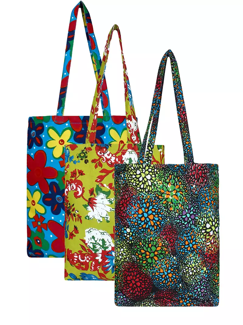 Eco-Friendly Multicolour Printed Canvas Shopping Bag Pack of Three