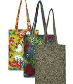 Eco-Friendly Multicolour Printed Canvas Shopping Bag Pack of Three