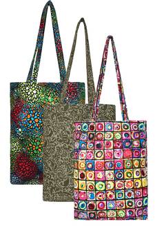 Eco-Friendly Multicolour Printed Canvas Shopping Bag Pack of Three