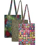 Eco-Friendly Multicolour Printed Canvas Shopping Bag Pack of Three