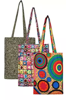 Eco-Friendly Multicolour Printed Canvas Shopping Bag Pack of Three