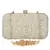 Pearl Embellished Faux Silk Clutch Off-White & Gold