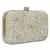 Pearl Embellished Faux Silk Clutch Off-White & Gold