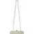Pearl Embellished Faux Silk Clutch Off-White & Gold