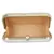 Pearl Embellished Faux Silk Clutch Off-White & Gold