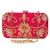 Adorn Embellished Faux Silk Clutch Pink & Gold