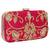 Adorn Embellished Faux Silk Clutch Pink & Gold
