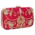 Adorn Embellished Faux Silk Clutch Pink & Gold