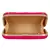 Adorn Embellished Faux Silk Clutch Pink & Gold
