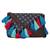 Snazzy Brown and Blue Printed Polyester Sling Bag with Multicolour Tassels