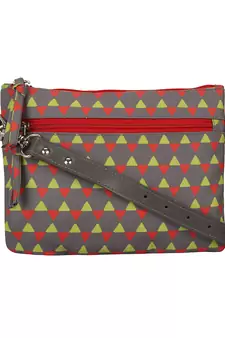 Geomet Grey and Pink Printed Polyester Sling Bag
