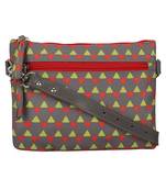 Geomet Grey and Pink Printed Polyester Sling Bag