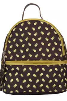 Mini Brwon & Green Printed Polyester Backpack