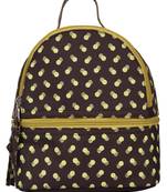 Mini Brwon & Green Printed Polyester Backpack