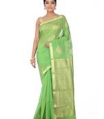 green handwoven cotton silk jamdani with blouse