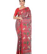 Grey Handwoven Cotton Jamdani Without Blouse