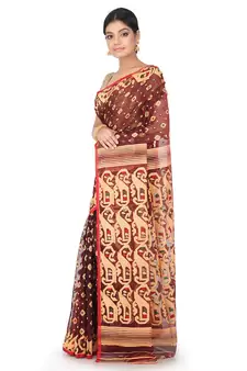 Multicolor Handwoven Cotton Jamdani Without Blouse