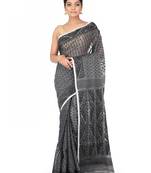 Grey Handwoven Cotton Jamdani Without Blouse