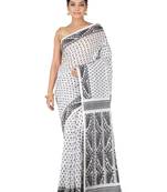 White Handwoven Cotton Jamdani Without Blouse