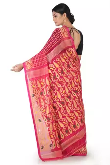 Pink Handwoven Cotton Jamdani Without Blouse