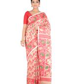 Beige Handwoven Cotton Jamdani Without Blouse