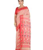 Beige Handwoven Cotton Jamdani Without Blouse