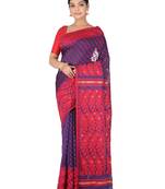 Blue Handwoven Cotton Jamdani Without Blouse