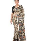 Beige Handwoven Cotton Jamdani Without Blouse