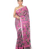 grey handwoven cotton jamdani without blouse