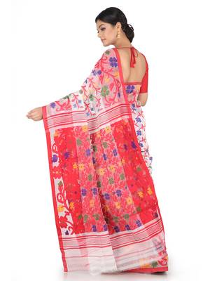white handwoven cotton jamdani without blouse 3