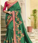 Green Embroidered Silk Saree With Blouse