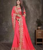 Pink Embroidered Silk Saree With Blouse