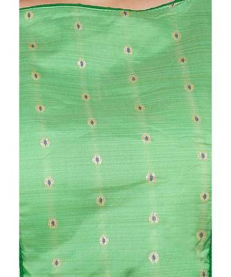 Women's Green Cotton Silk Readymade Free Size Saree Blouse 4