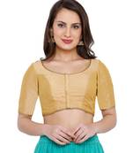 Women's Gold Dupion Silk Readymade Saree Blouse