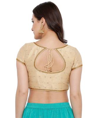 Women's Gold Brocade Readymade Saree Blouse 2