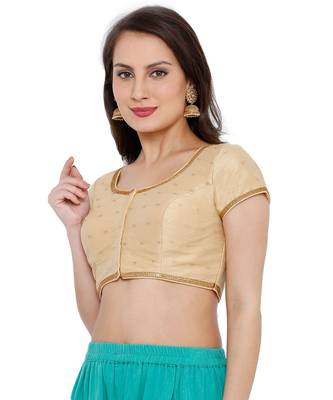 Women's Gold Brocade Readymade Saree Blouse 3