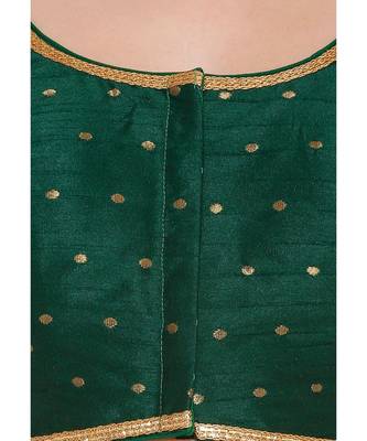 Women'S Bottle Green Brocade Readymade Saree Blouse 4