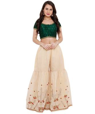 Women'S Bottle Green Brocade Readymade Saree Blouse 5