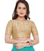 Women's Gold Cotton Silk Embroidered Readymade Saree Blouse