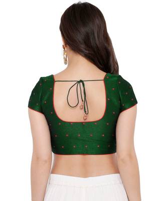 Women's Green Mulbery Silk Readymade Saree Blouse 2