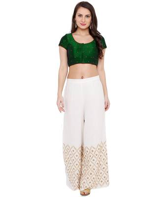 Women's Green Mulbery Silk Readymade Saree Blouse 5