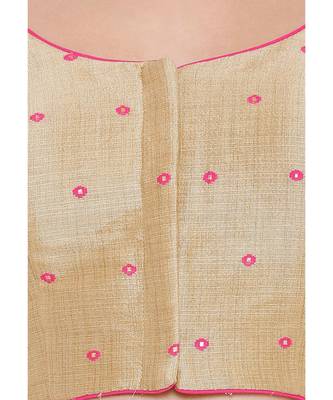 Women's Gold & Pink Mulbery Silk Readymade Saree Blouse 4