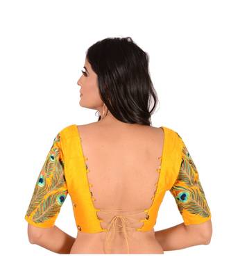 Yellow Embroidery Silk Semi Stitched Lehenga With Blouse 3