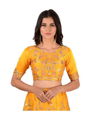Yellow Embroidery Silk Semi Stitched Lehenga With Blouse 2