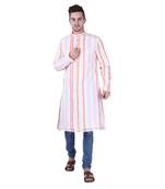White Cotton Men Kurta 