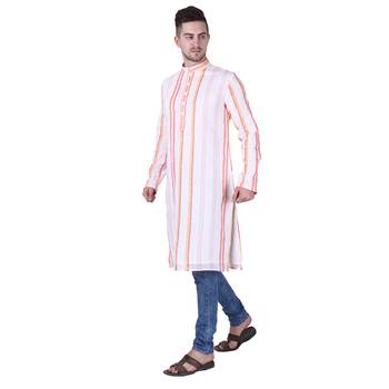 White Cotton Men Kurta  2