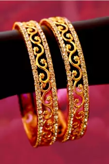 Set of 2 Bangles and Bracelets with American Diamonds